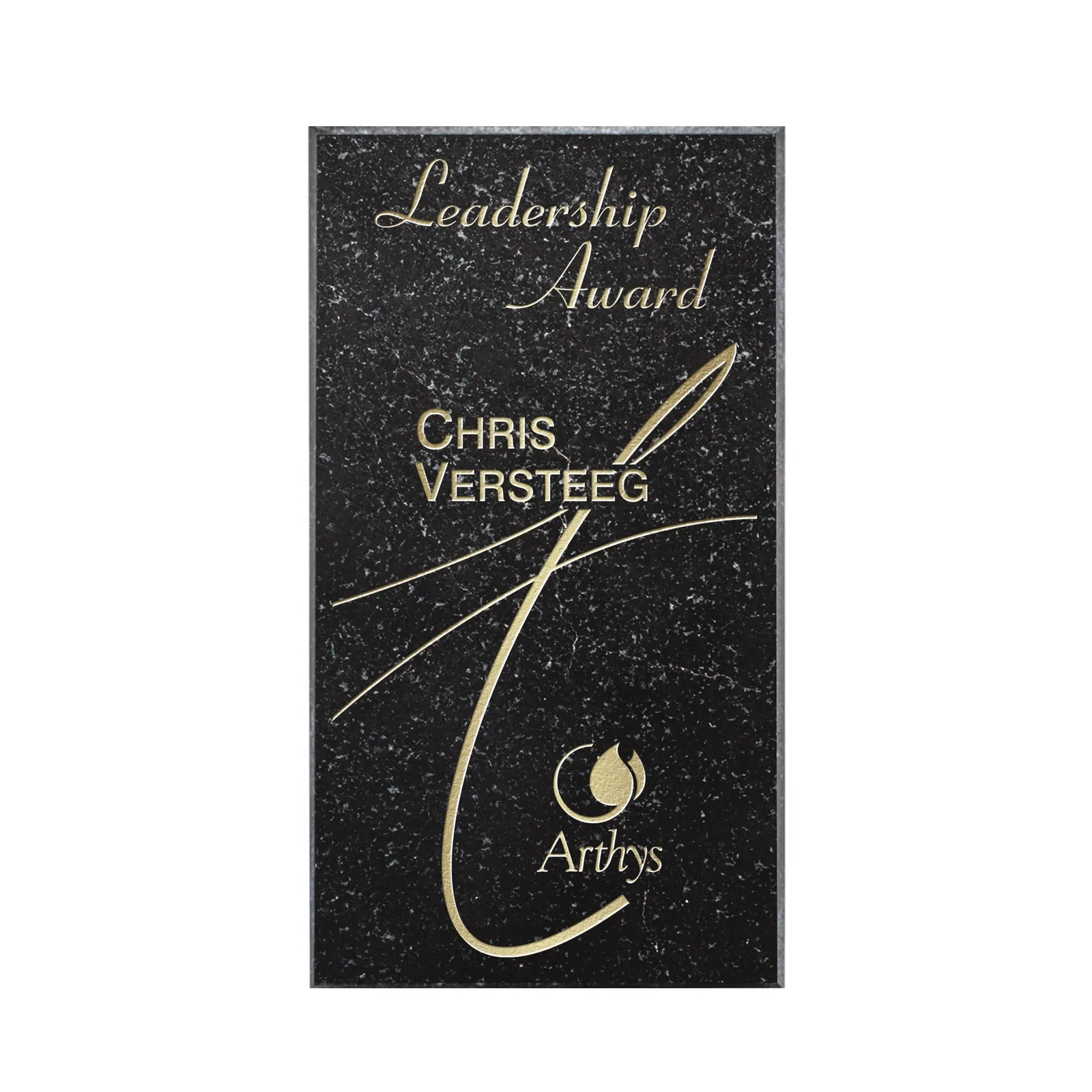 Custom Tall narrow genuine granite wall plaque, marble for corporate award ceremonies
