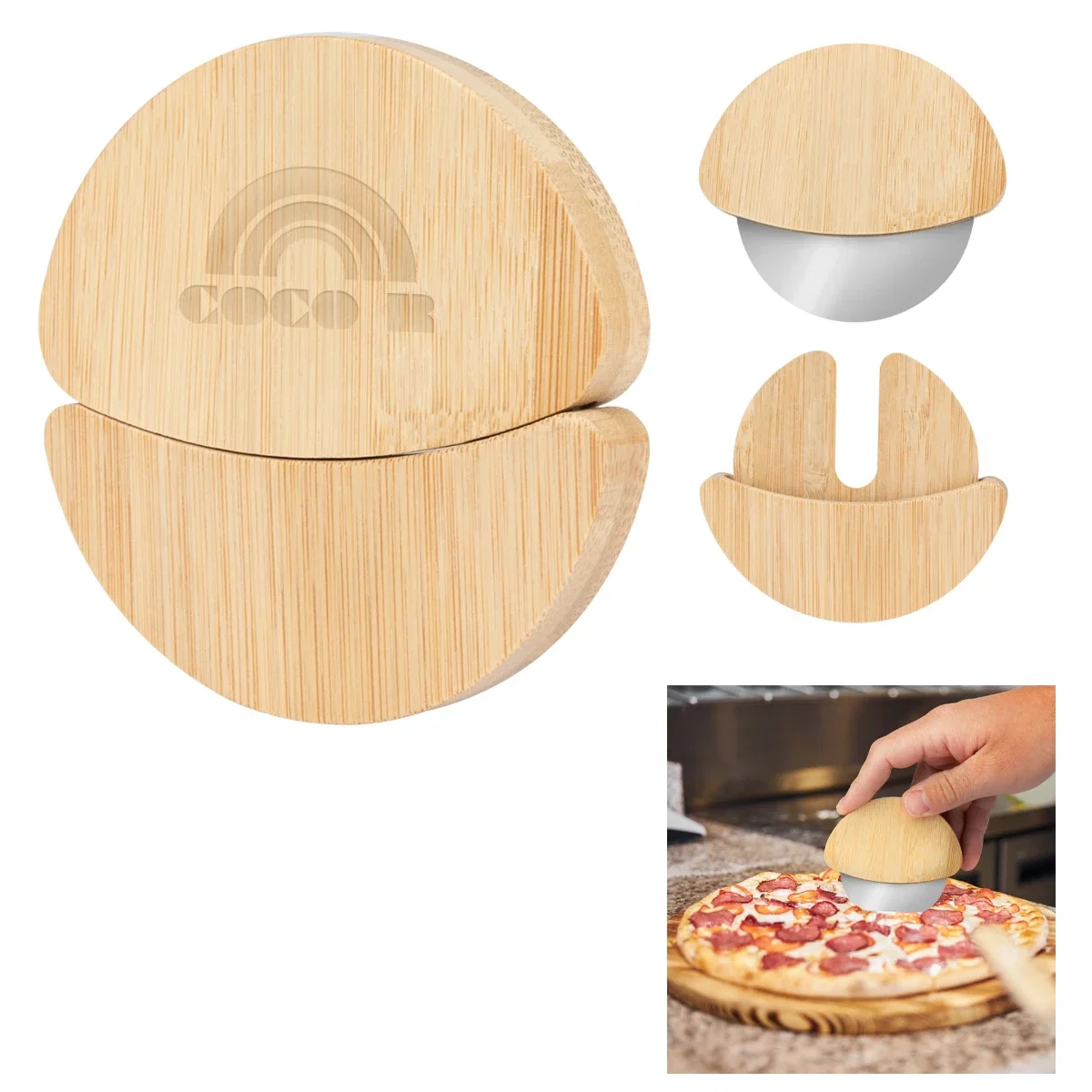 Held in hand, the compact tool is ready to slice