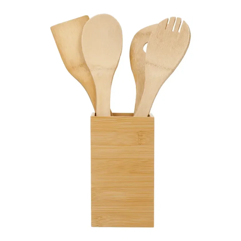 Custom Bamboo Kitchen Tool Set and Canister (4 Piece) — view 2