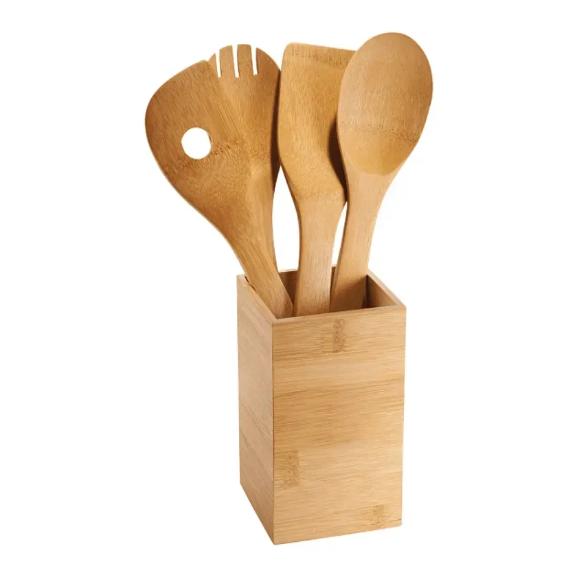 Custom Bamboo Kitchen Tool Set and Canister (4 Piece) — view 3