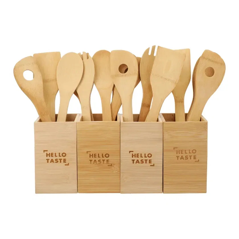 Custom Bamboo Kitchen Tool Set and Canister (4 Piece) — view 4