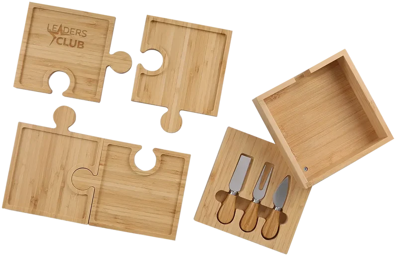 6-in-1 Bamboo Puzzle Cheese Board Set — view 2