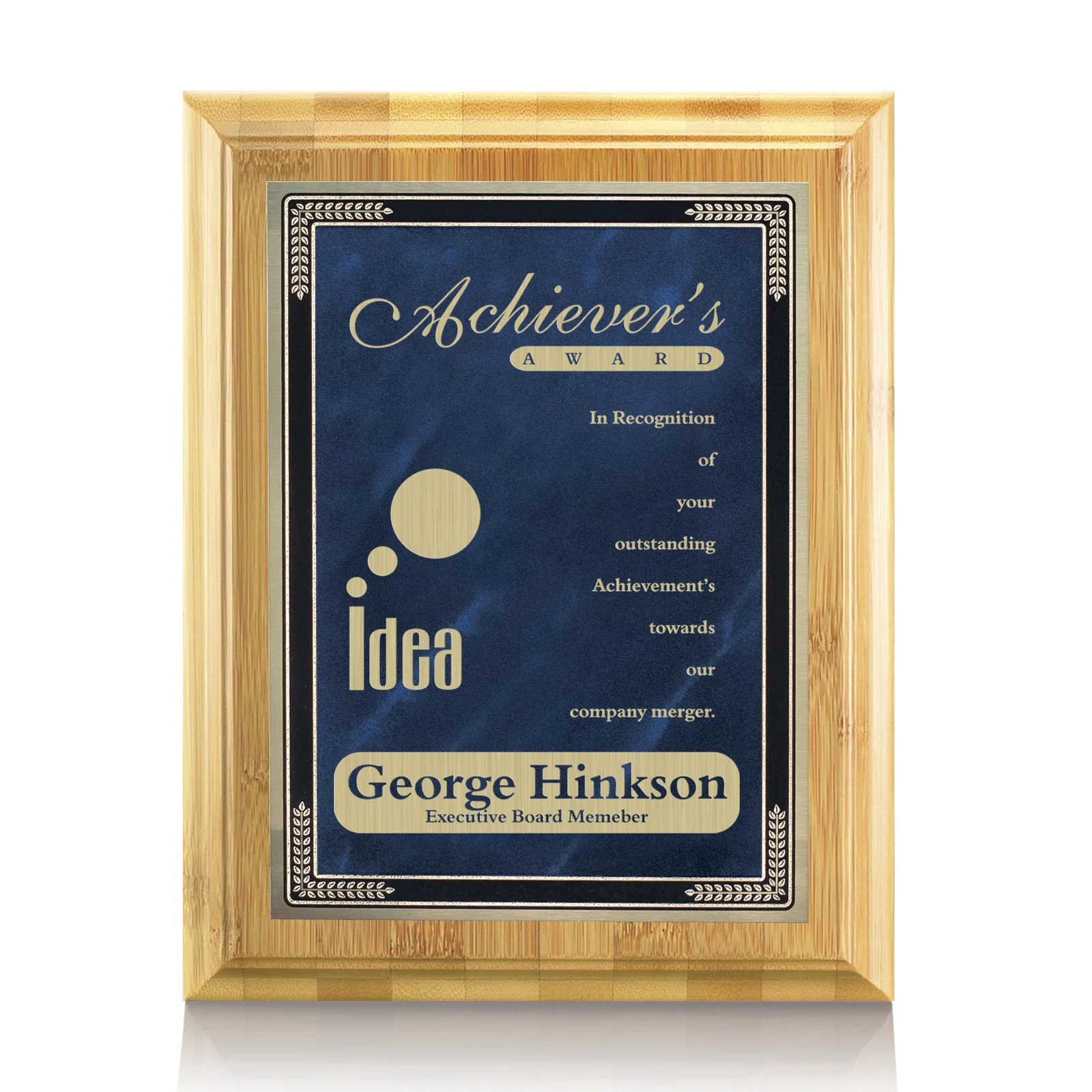 Custom Bamboo/Cardinal Plaque for dealer and partner awards