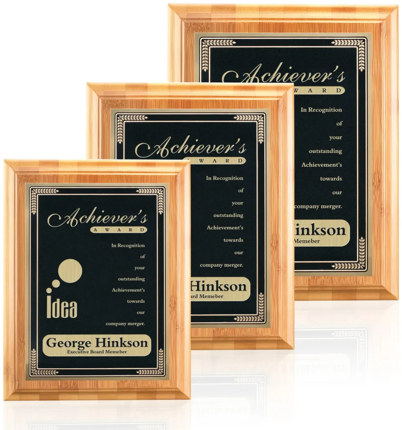 Personalized Bamboo/Cardinal Plaque, in black for employee recognition