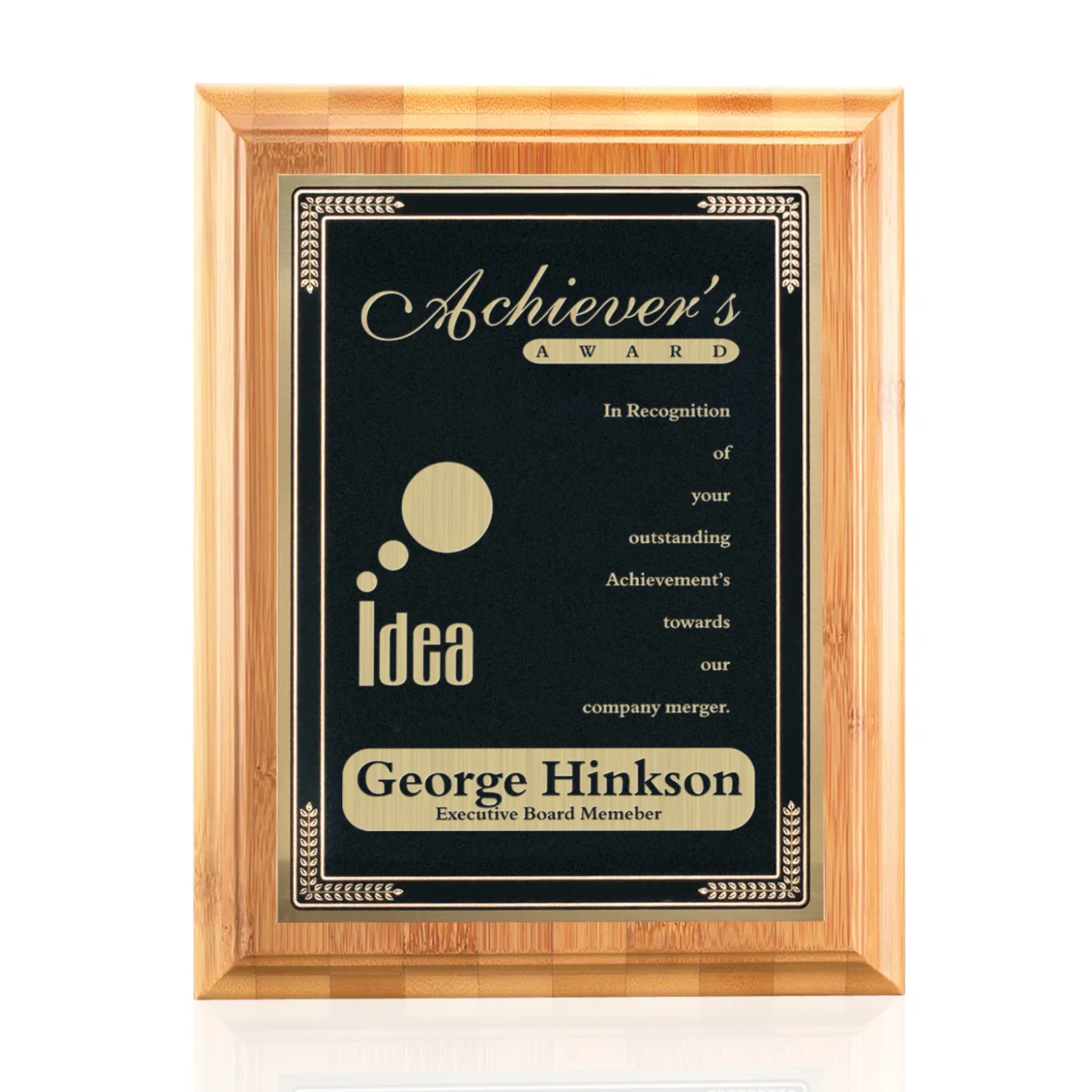 Personalized Bamboo/Cardinal Plaque for corporate award ceremonies