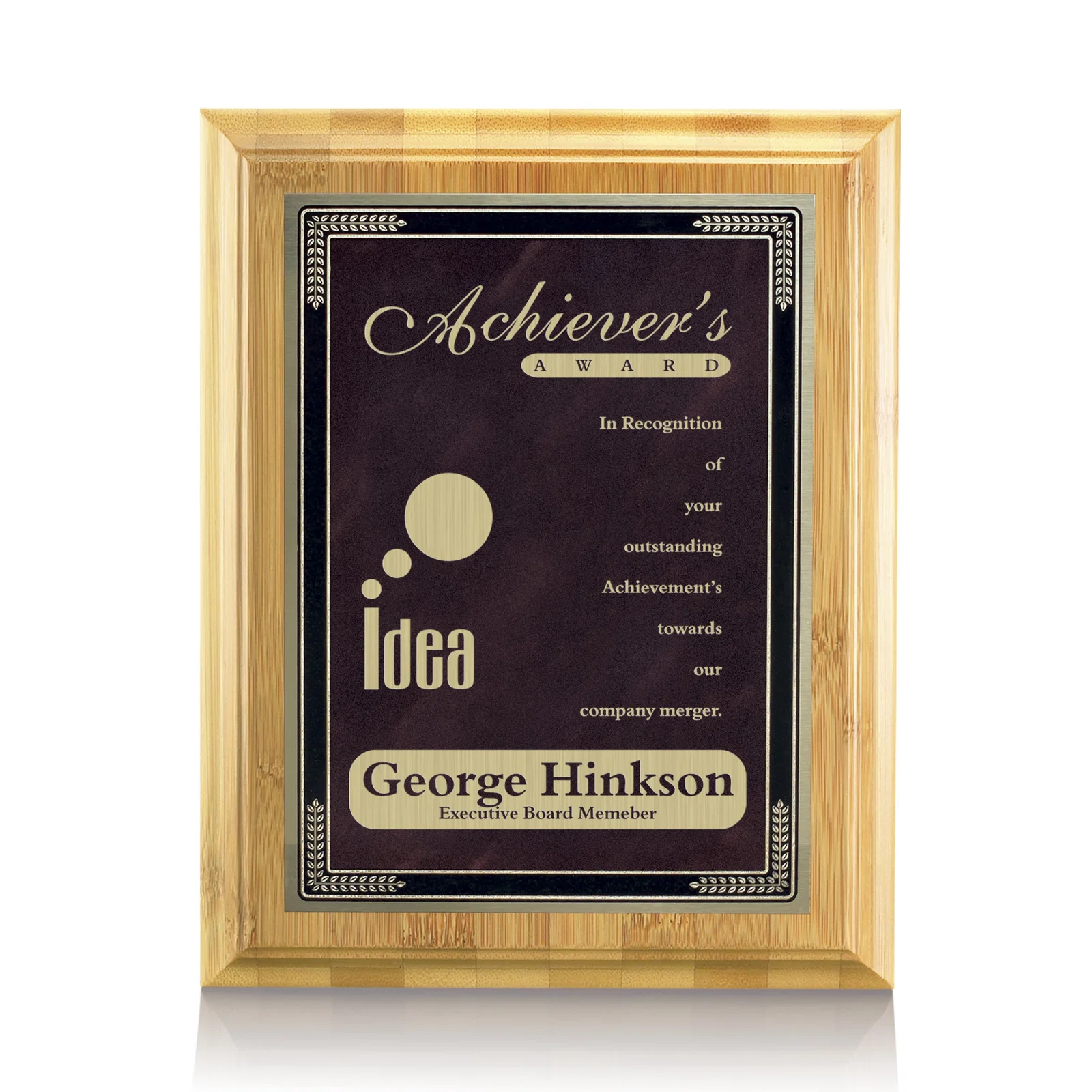 Custom Bamboo/Cardinal Plaque for corporate award ceremonies