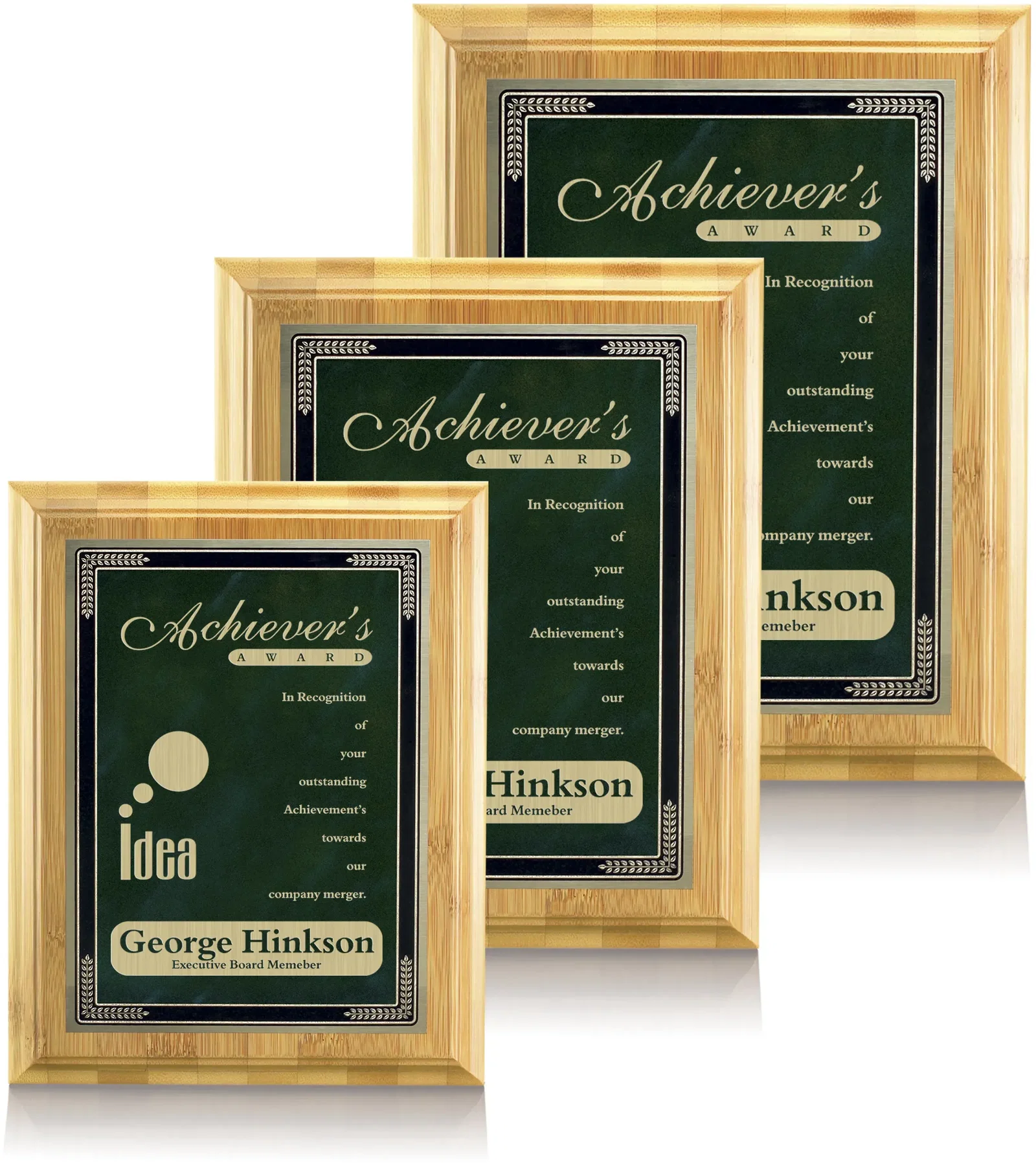 Custom Bamboo/Cardinal Plaque, in green for retirement presentations