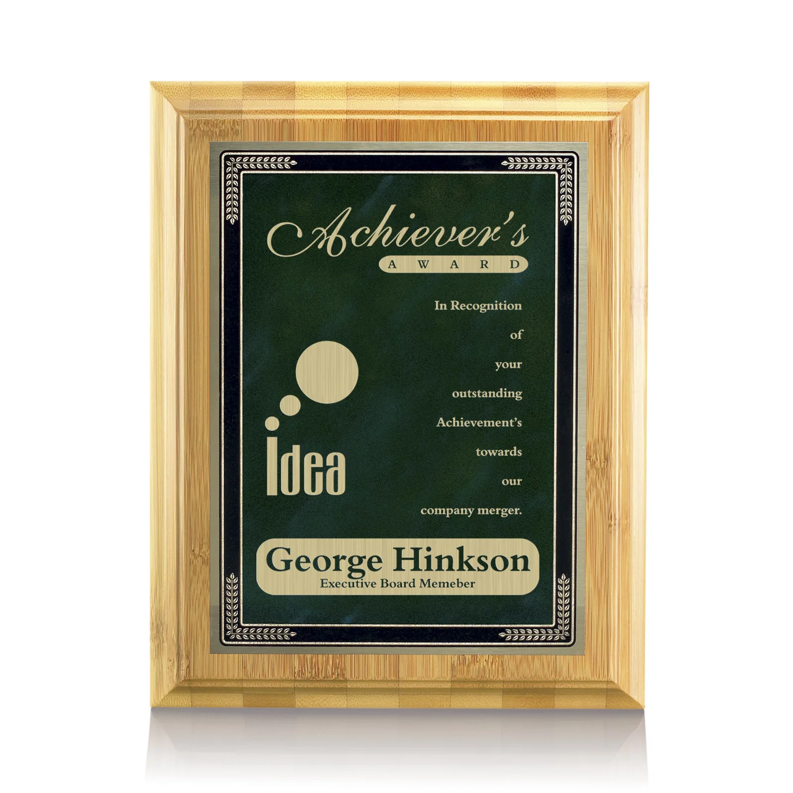 Custom Bamboo/Cardinal Plaque for team milestone celebrations