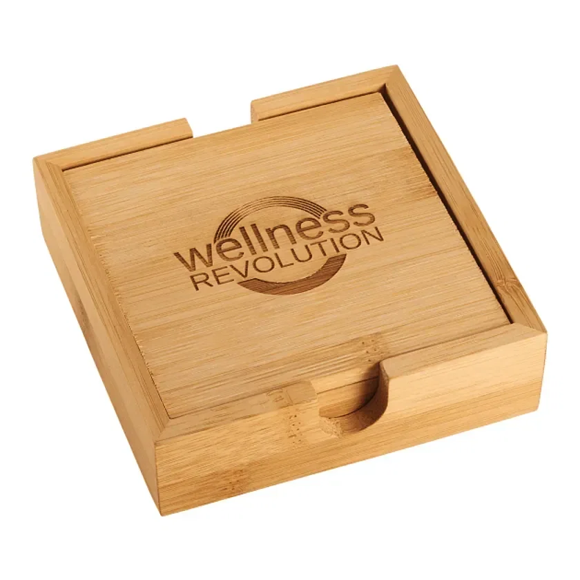Personalized Bamboo Coaster Set (5 Piece) — view 3