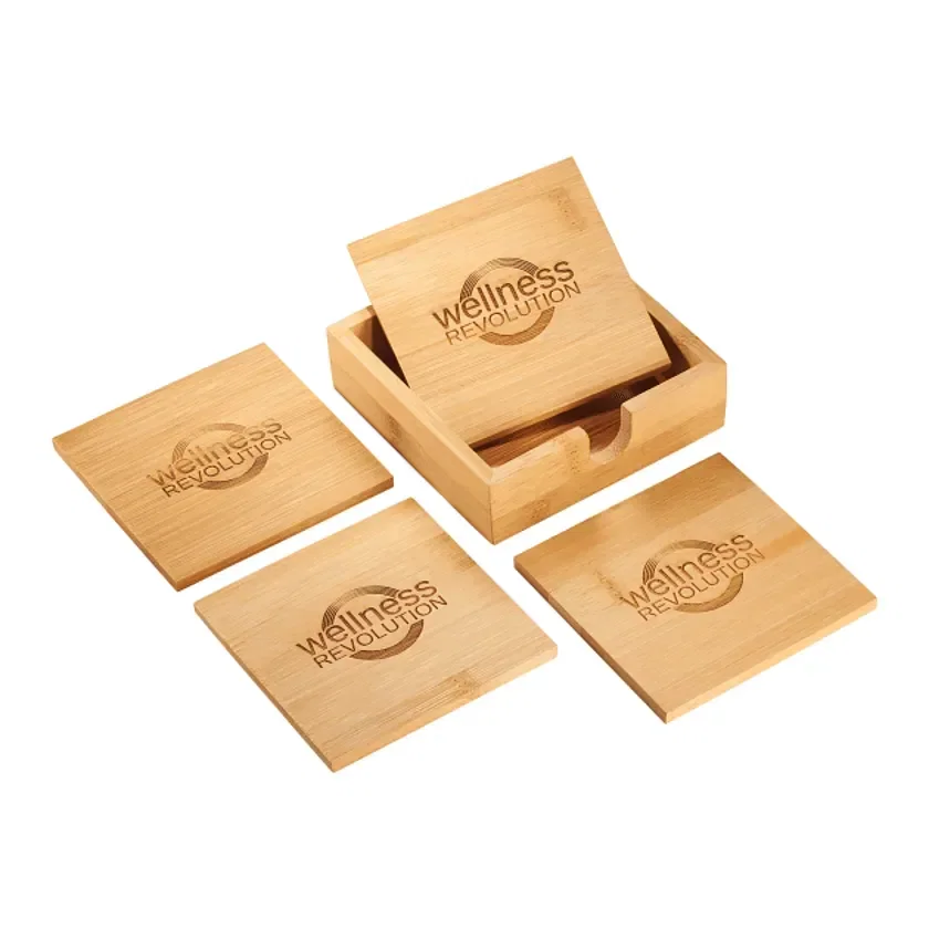 Personalized Bamboo Coaster Set (5 Piece) — view 4