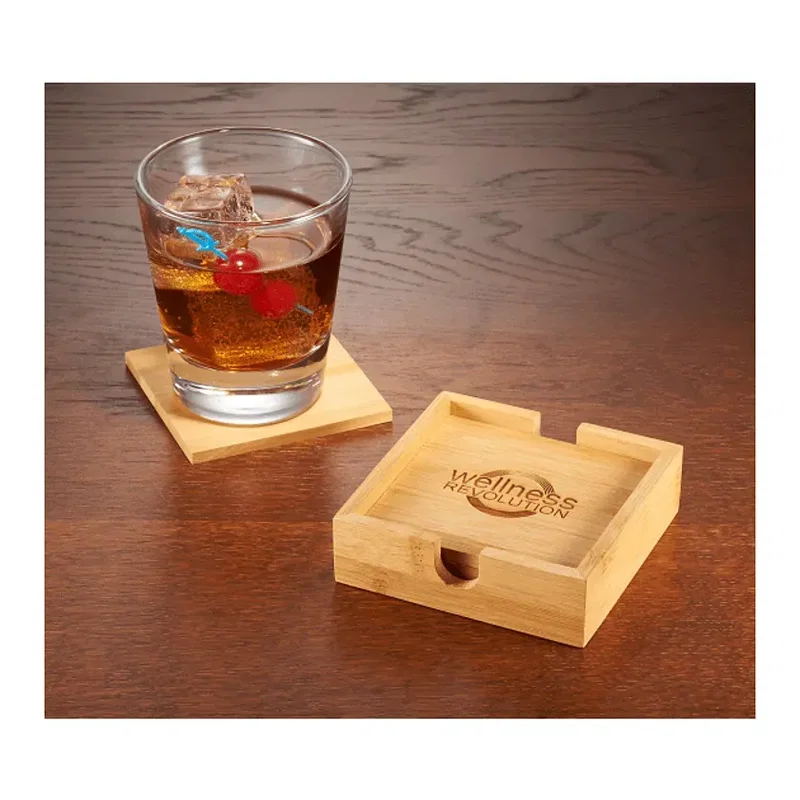 Personalized Bamboo Coaster Set (5 Piece) — view 5