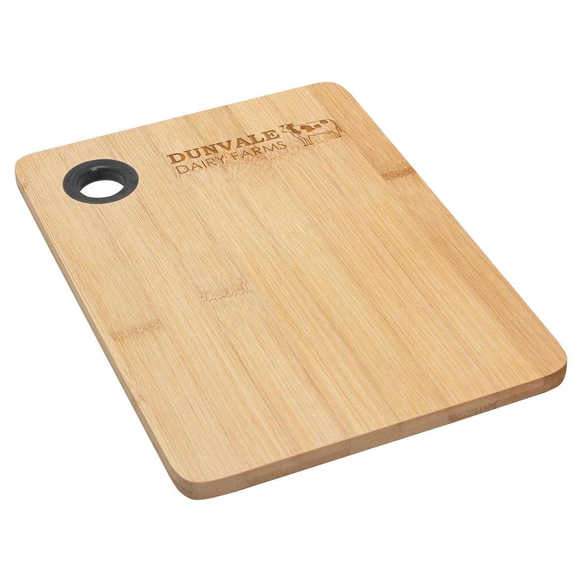 Custom Bamboo Cutting Board, front view of the branded kitchen board