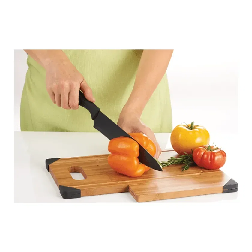 Personalized Bamboo Cutting Board with Knife Set — view 2