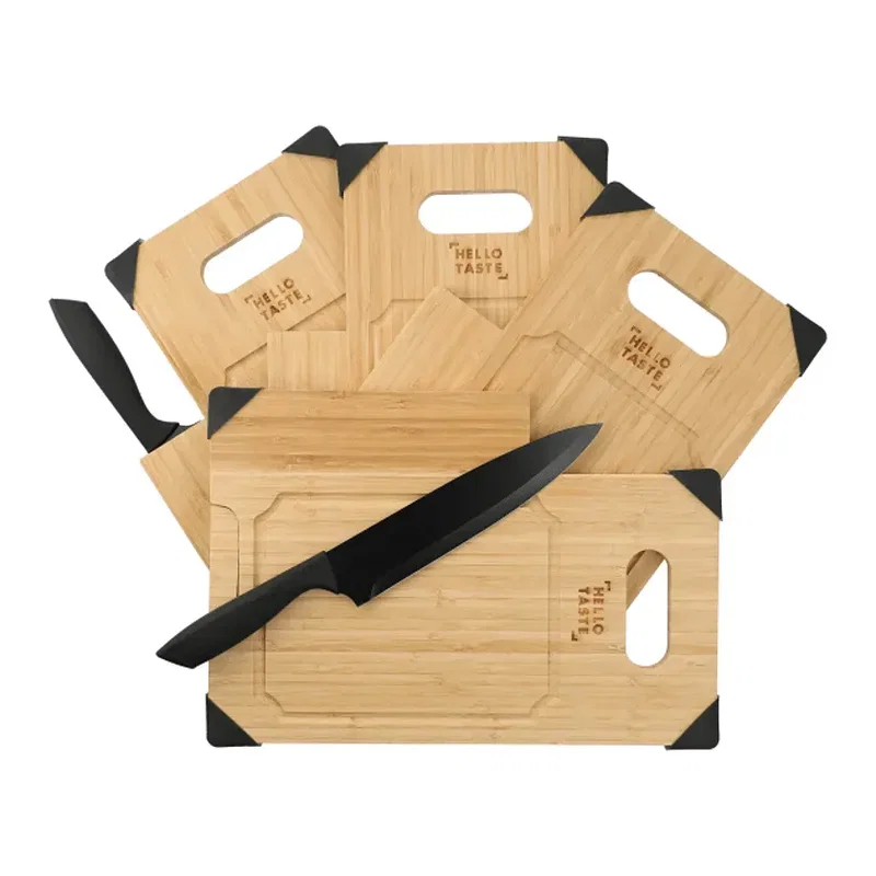 Personalized Bamboo Cutting Board with Knife Set — view 5
