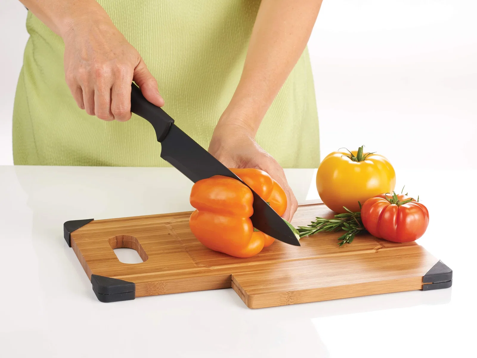 Personalized Bamboo Cutting Board with Knife Set — view 7
