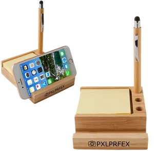 Personalized Bamboo Desk Organizer with Phone Holder.