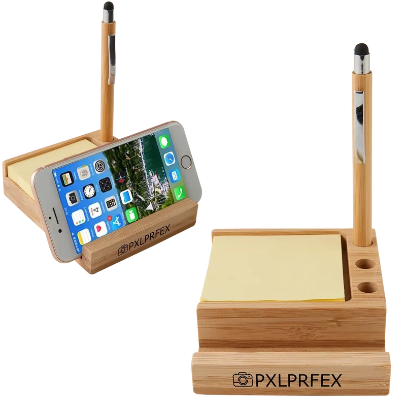 Personalized Bamboo Desk Organizer with Phone Holder.