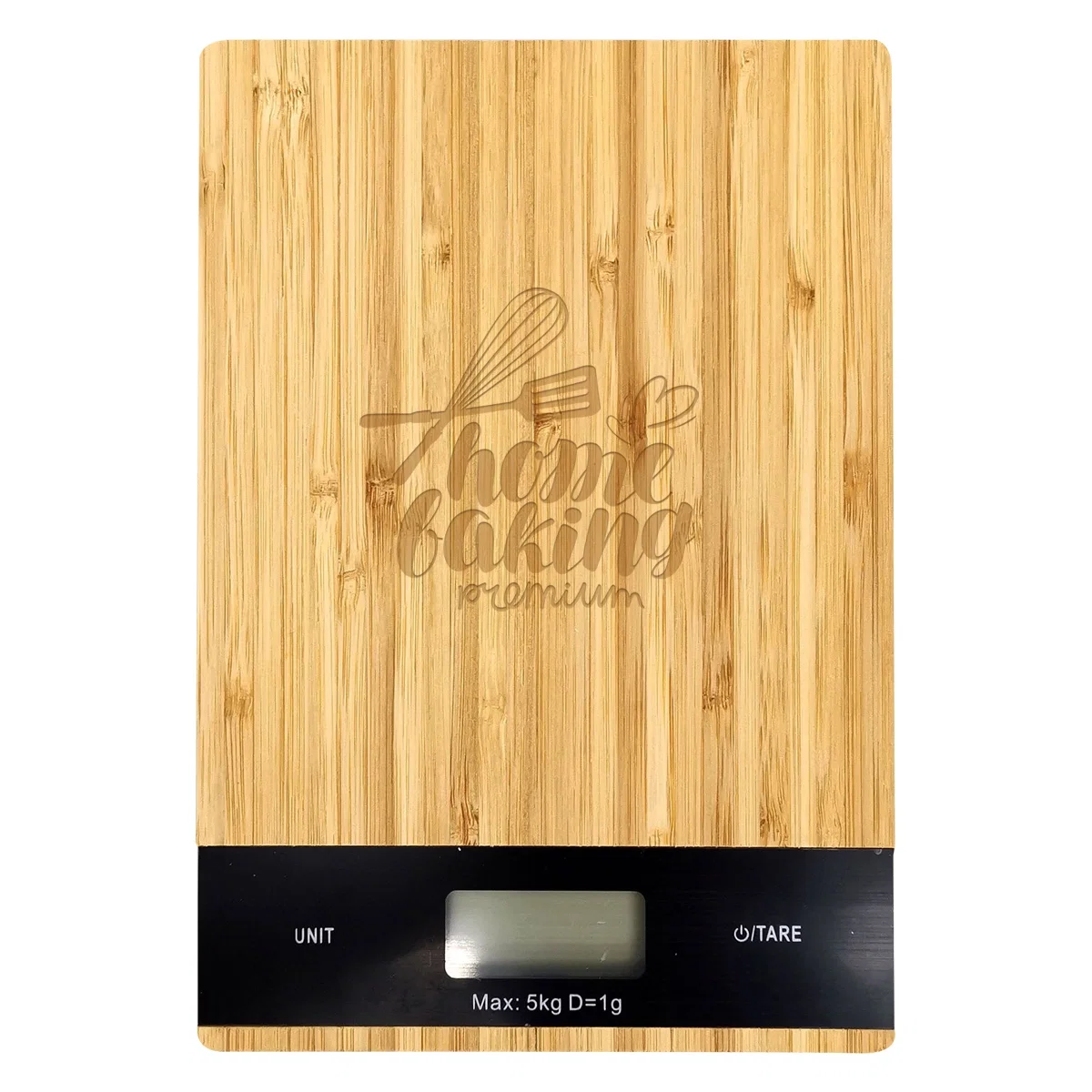 Bamboo digital kitchen scale with a natural wood top