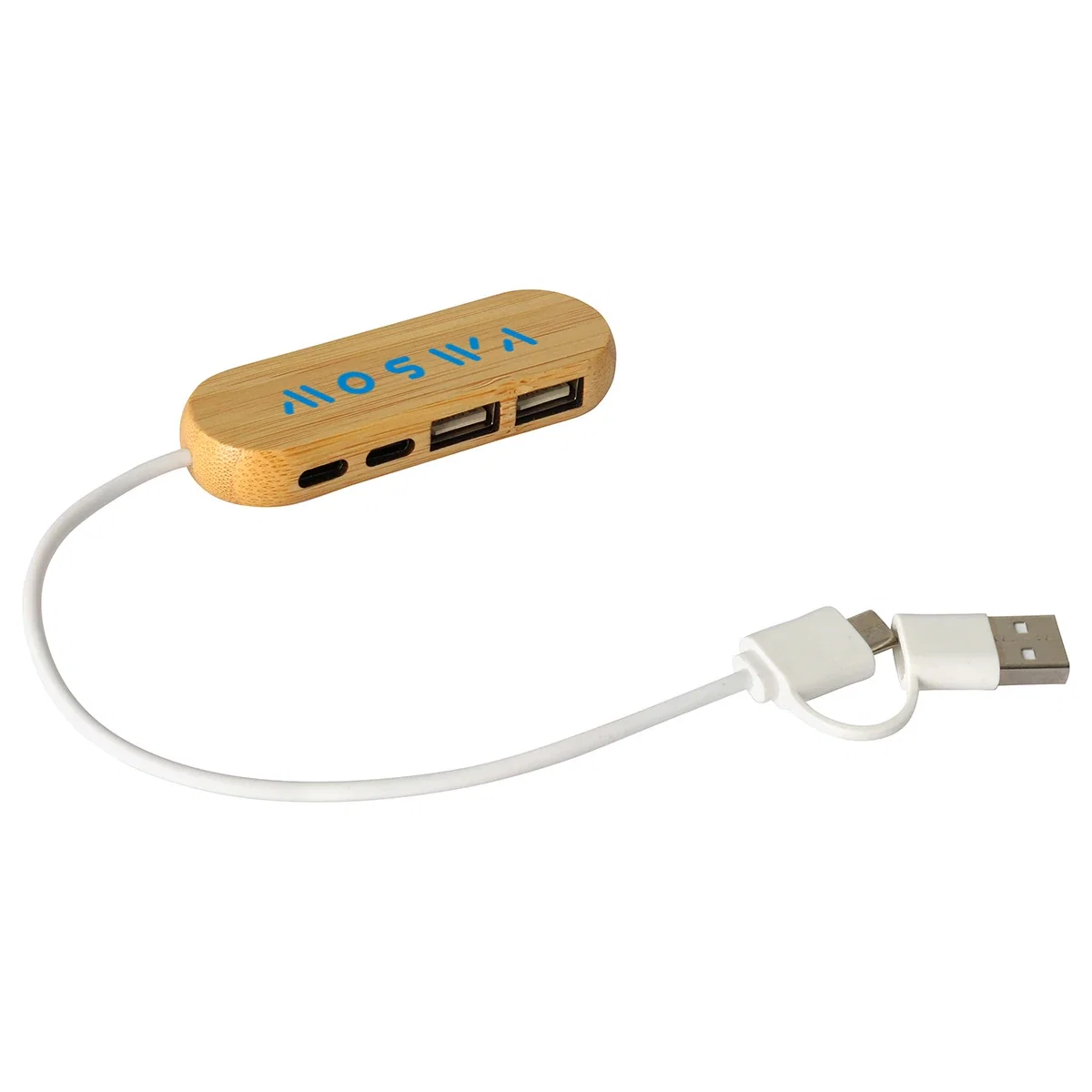 Close-up of the Bamboo Hub's USB and Type-C ports