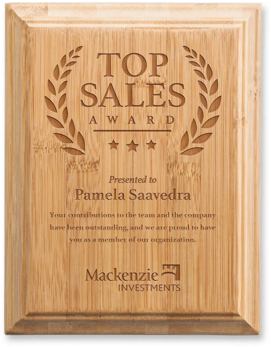 Bamboo Engraved Plaque — view 2