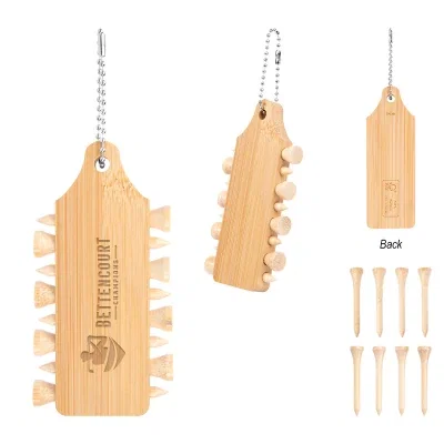 Wooden tees seated in the slim holder