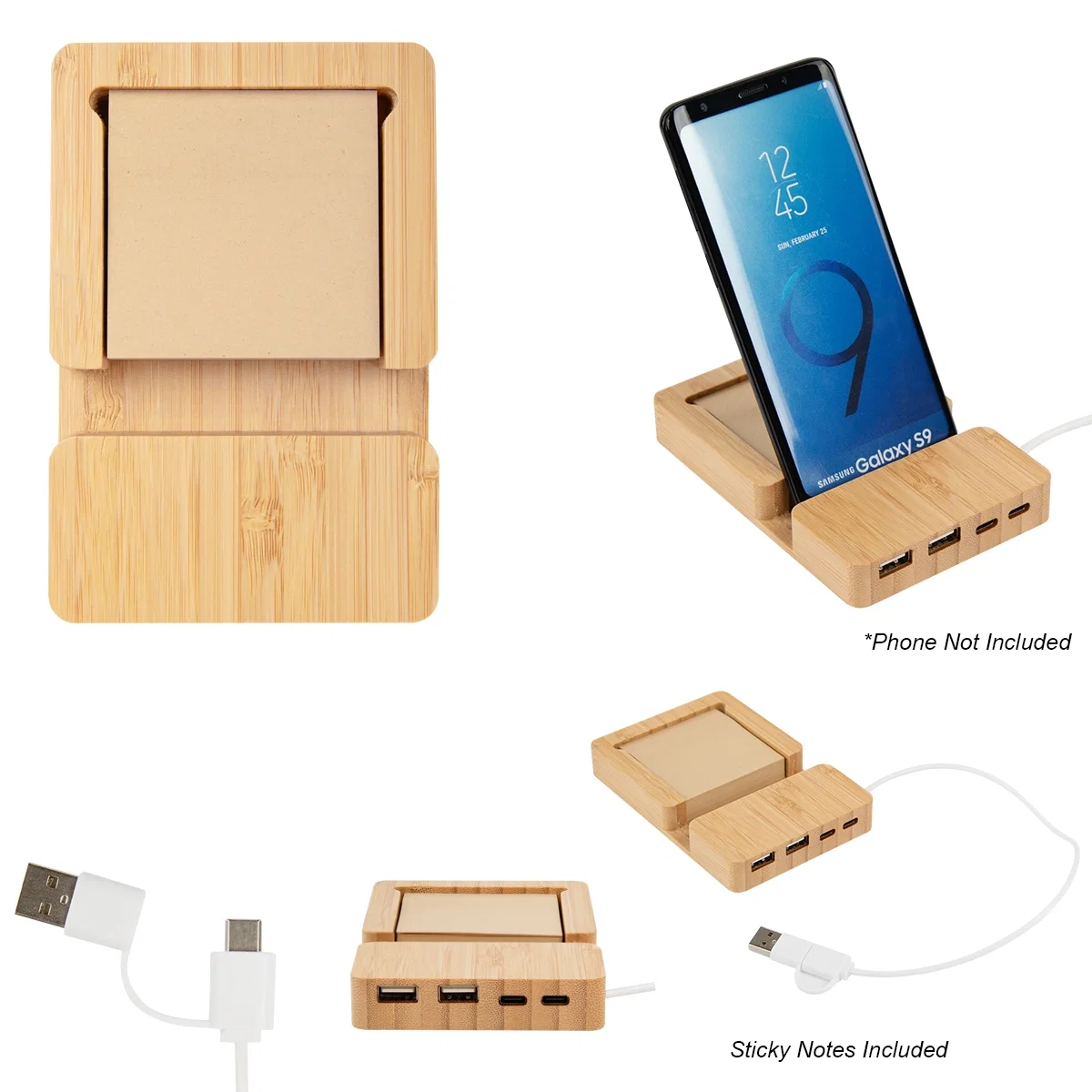 Angled view showing the multi-port charging connections along the front edge