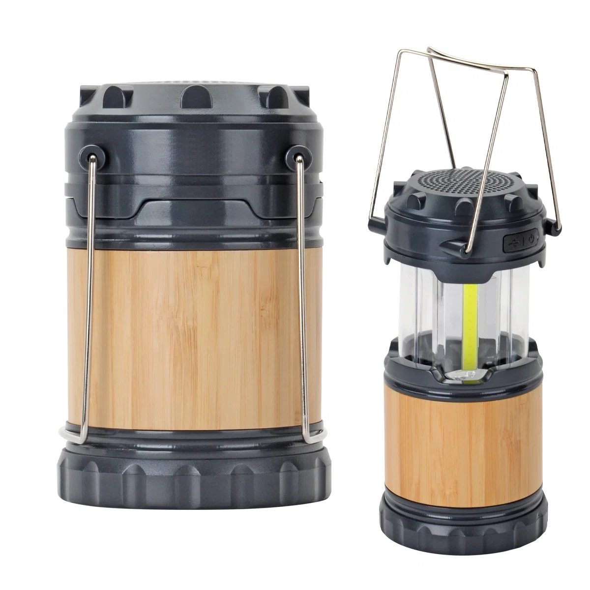 Extended upward, the lantern reveals its glowing light column