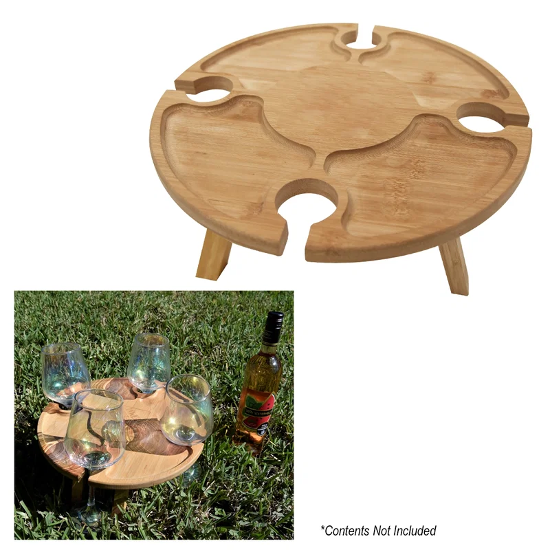 Bamboo Portable Wine & Cheese Table — view 2