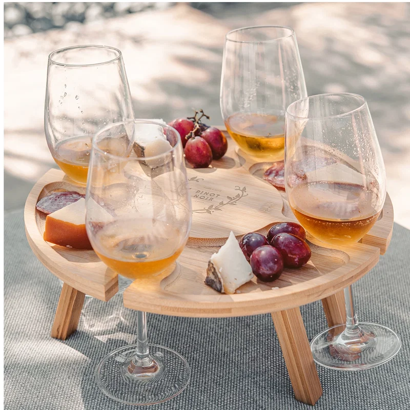 Bamboo Portable Wine & Cheese Table — view 4