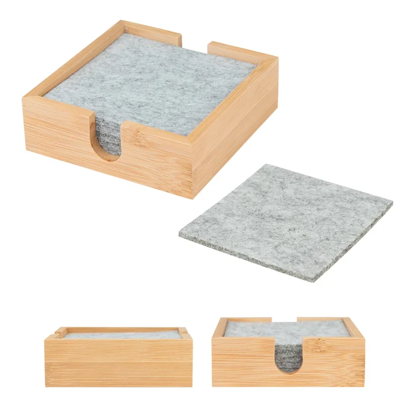 Bamboo & Recycled Felt Coaster Set — view 5