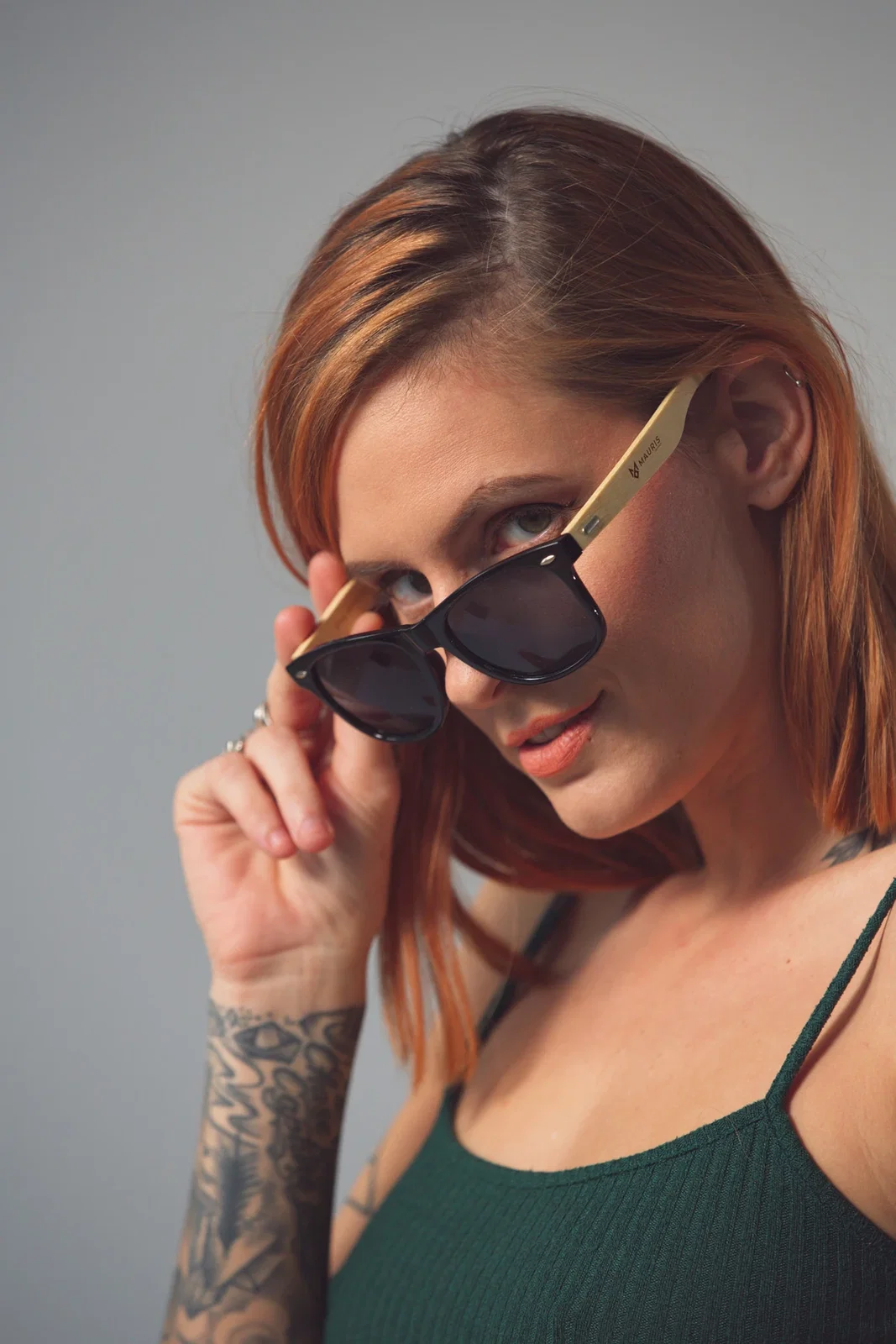Bamboo Recycled Polycarbonate UV400 Sunglasses being worn