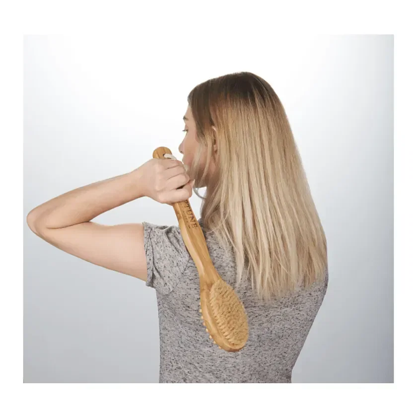 Bamboo Body & Shower Brush in use