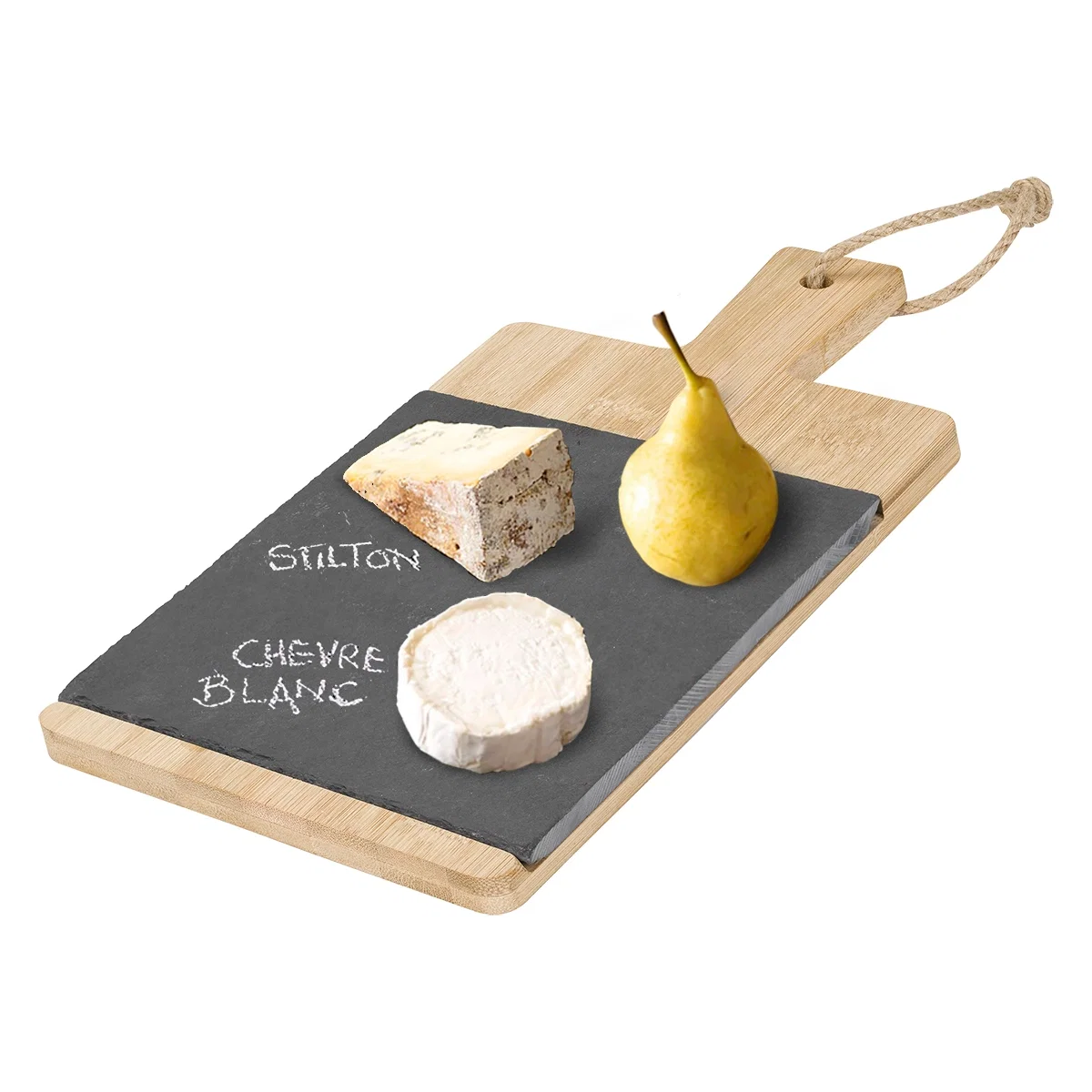 Slate section shown up close for writing cheese names