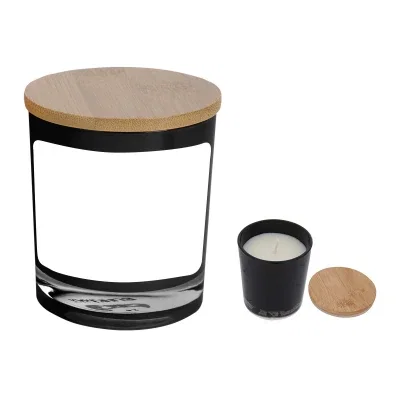 Lid removed to show the poured wax and centered wick