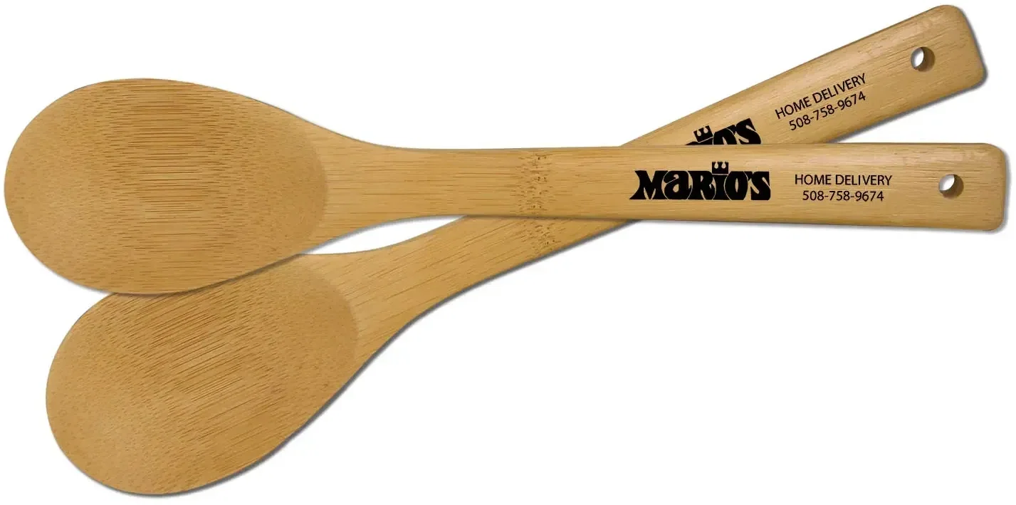 Custom Bamboo Spoon. 12-inch renewable bamboo cooking spoon for eco-friendly kitchen giveaways, view 3