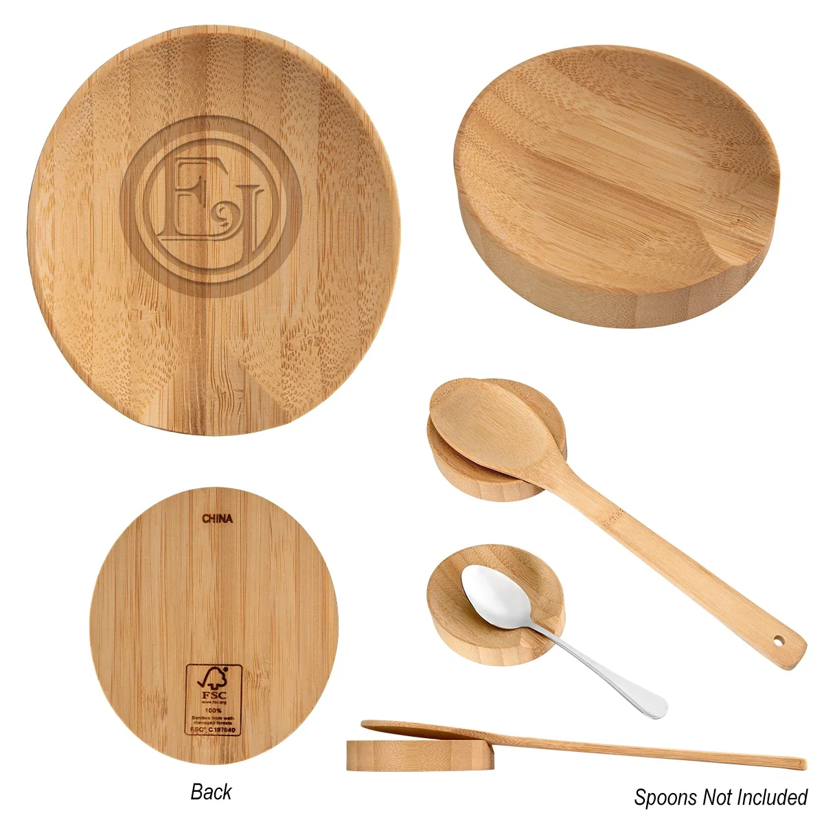 Bamboo spoon rest with a shallow bowl for kitchen utensils