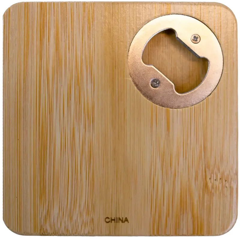 Custom Bamboo Coaster & Bottle Opener (Square) - Personalized Promotional — view 5
