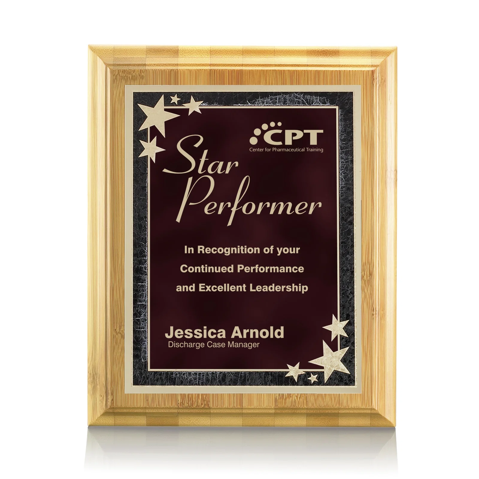 Custom Bamboo/Starburst Plaque for retirement presentations