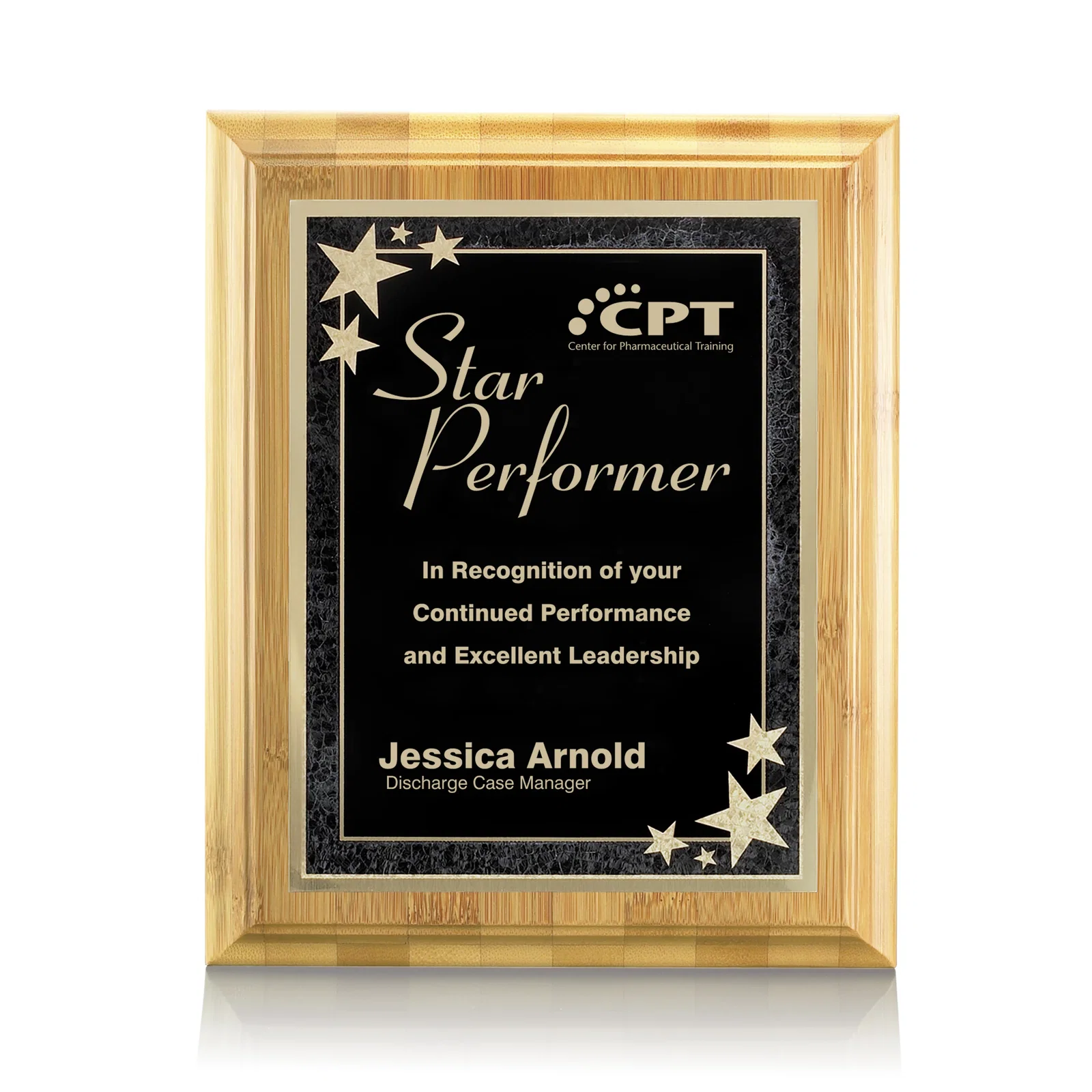 Personalized Bamboo/Starburst Plaque for employee recognition