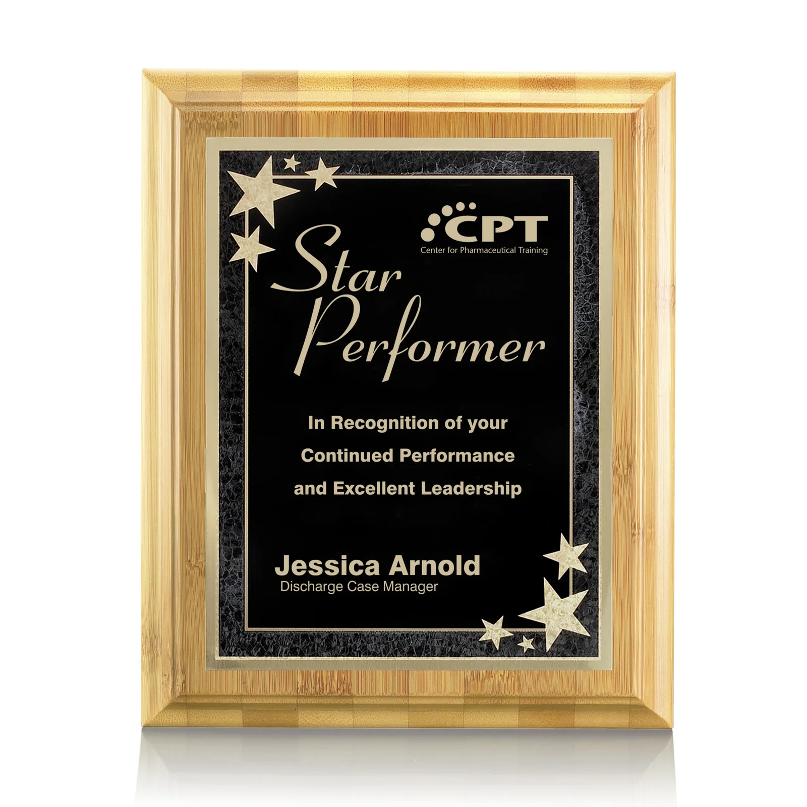 Personalized Bamboo/Starburst Plaque for corporate award ceremonies