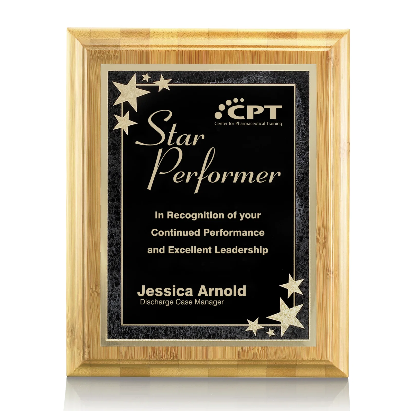 Personalized Bamboo/Starburst Plaque for service anniversary gifts