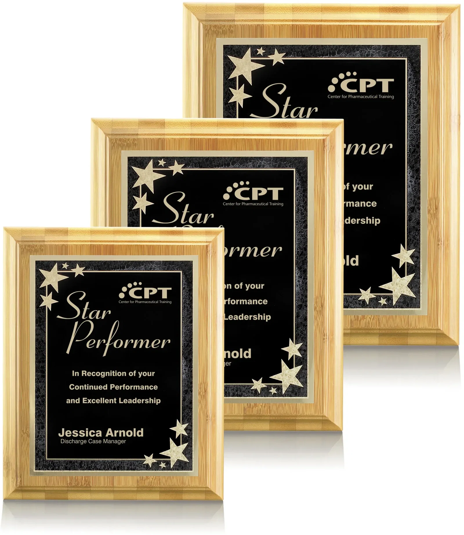 Custom Bamboo/Starburst Plaque, in black for service anniversary gifts