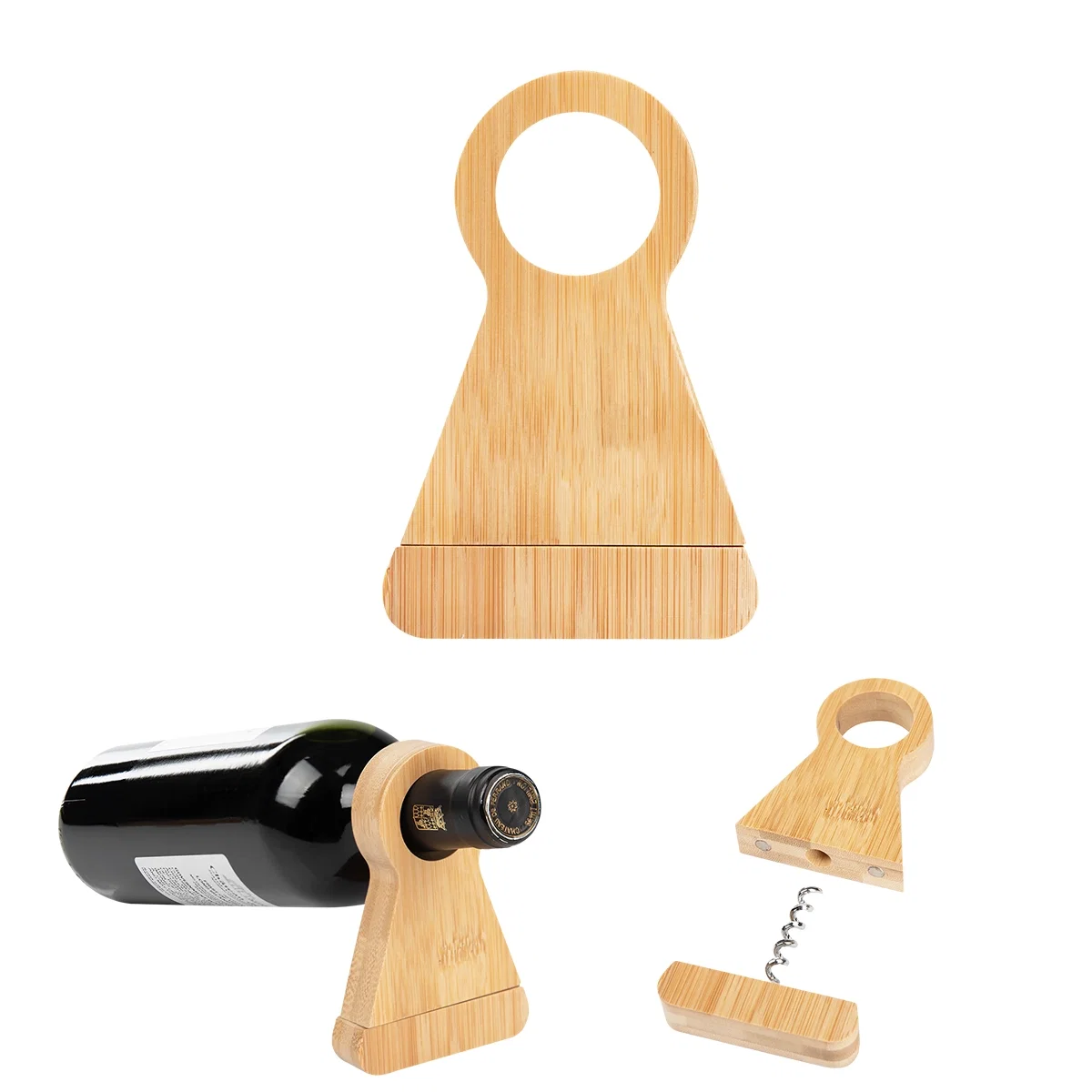 Corkscrew lifted out of its natural wood base