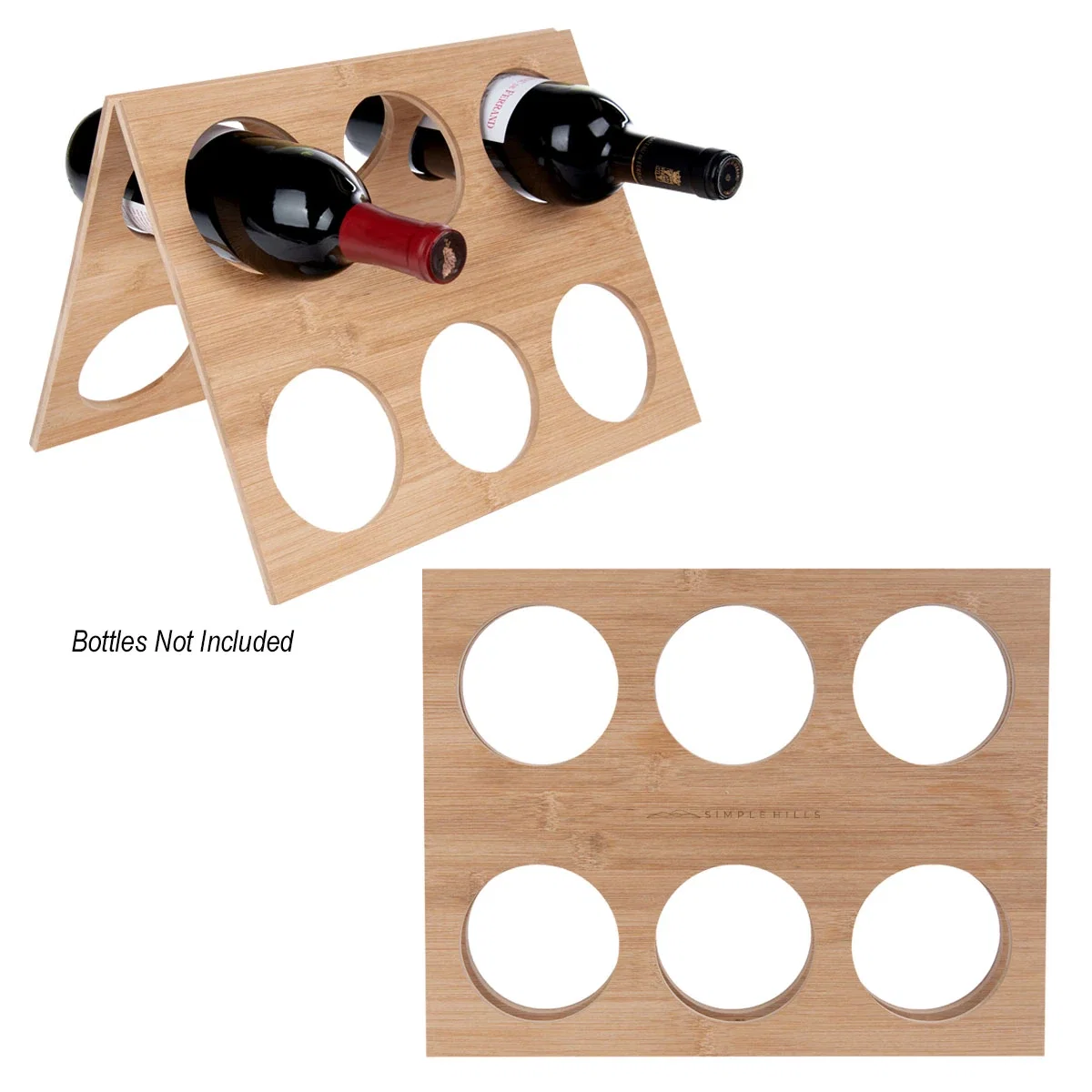 Wine rack set on a counter for kitchen storage
