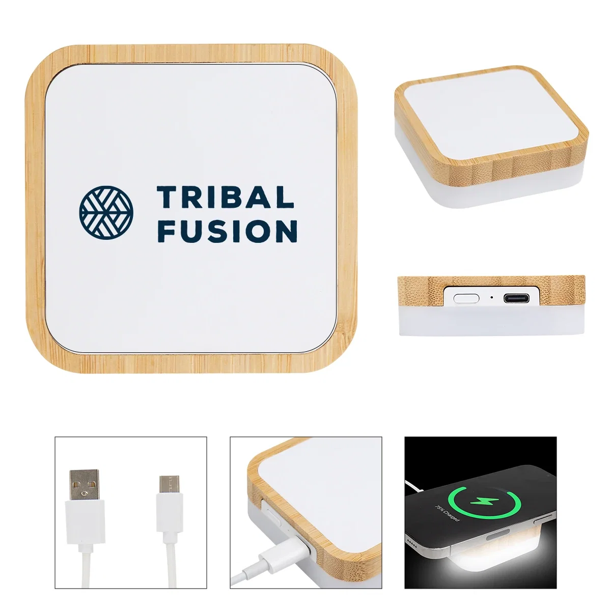 Phone charging on top of the small wooden unit