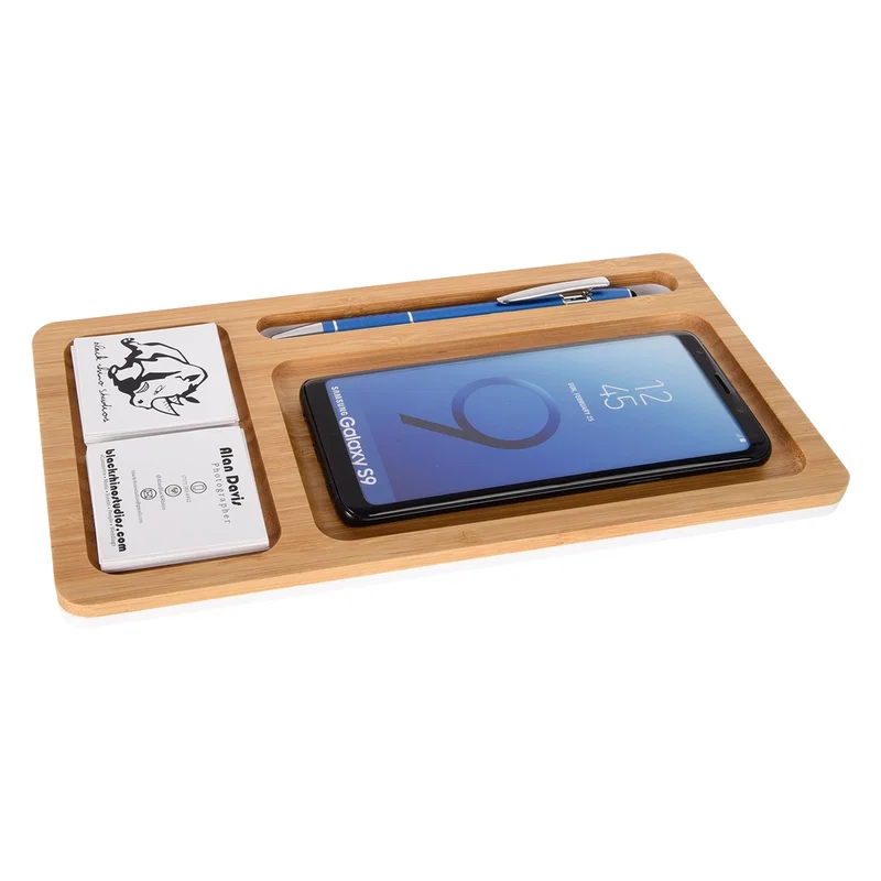 Bamboo Wireless Charging Pad Desktop Organizer — view 6
