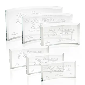 Starfire or Jade Glass Crescent Award in Five Color Options