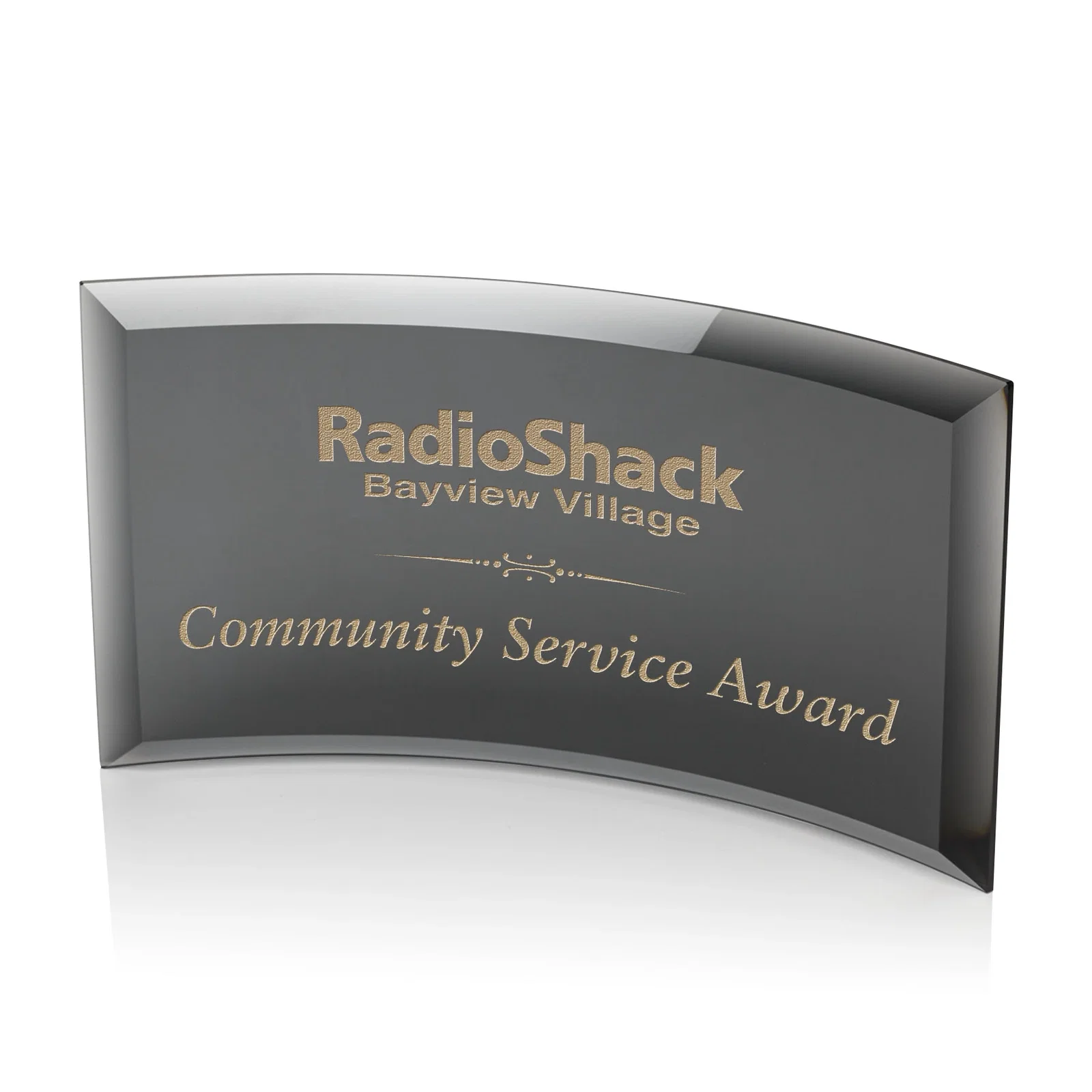Personalized Starfire or Jade Glass Crescent Award in Five Color Options for sales achievement awards