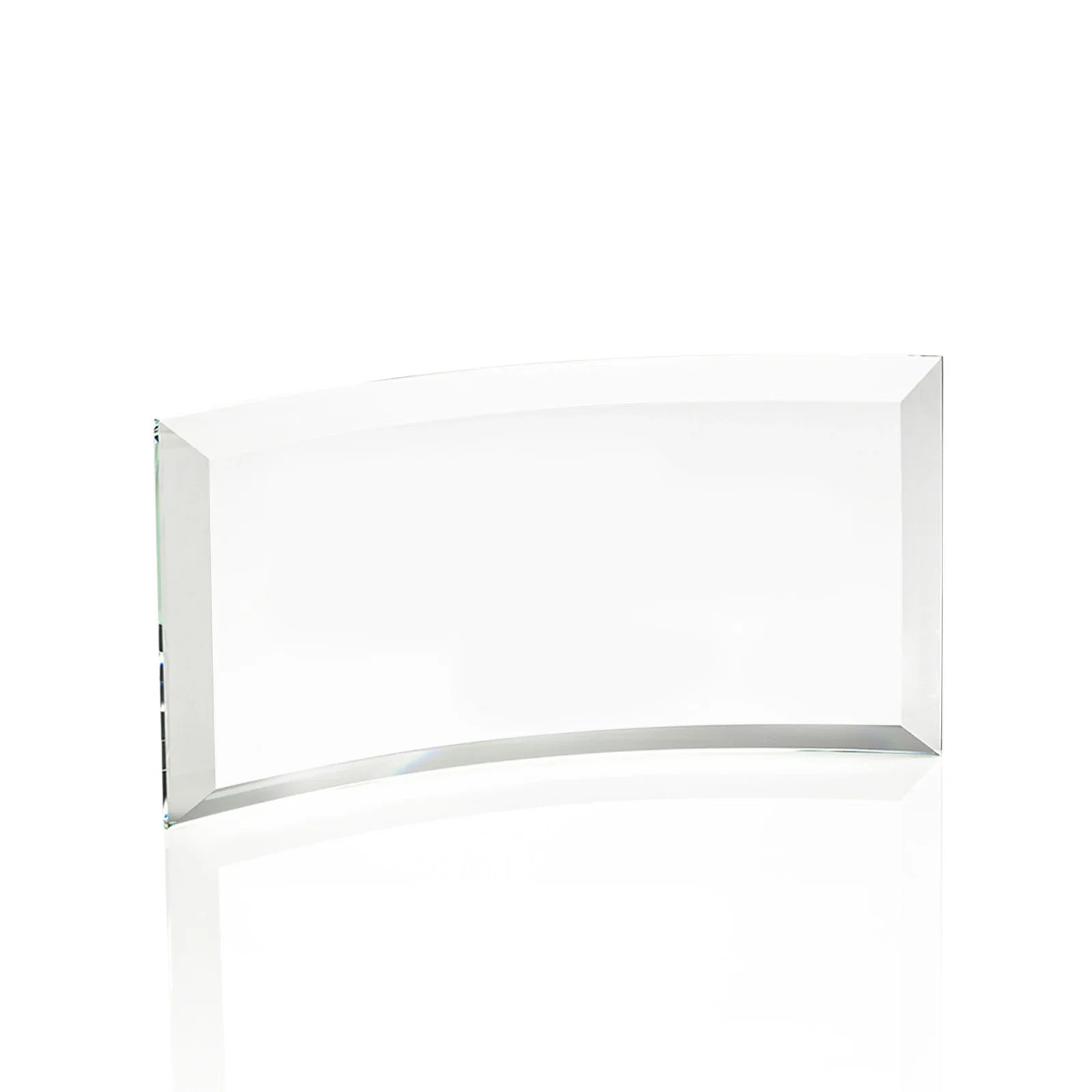 Promotional Starfire or Jade Glass Crescent Award in Five Color Options for corporate award ceremonies