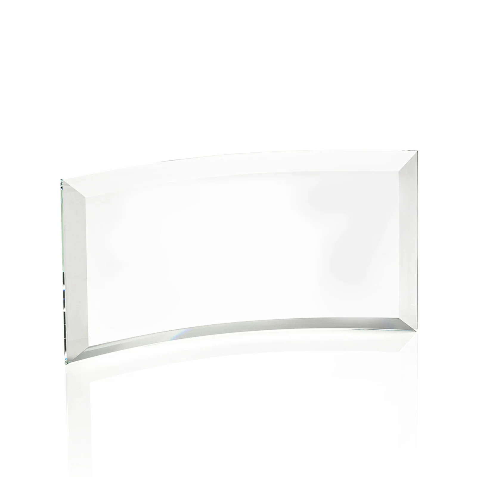 Promotional Starfire or Jade Glass Crescent Award in Five Color Options for service anniversary gifts